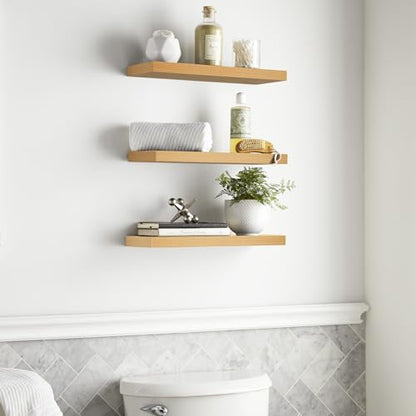 Light Oak Toned Floating Shelves 22.5in (G. Oak-toned - Mid-century Revival Style / 22.5inches)
