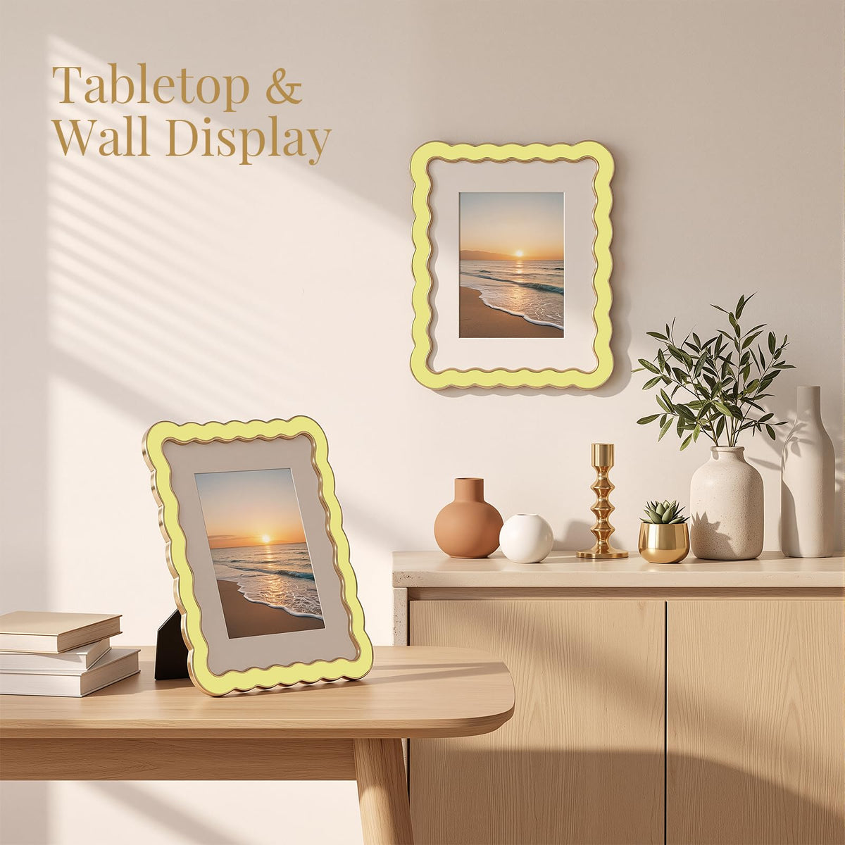 8x10 Scalloped Wavy Metal Picture Frame (Butter Cream / 8x10)