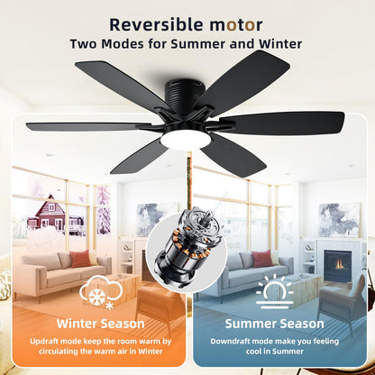 52 inch Ceiling Fan with Lights (Black+RGB)