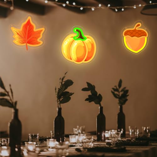 3 Pack Halloween Neon Sign UV Printed Pumpkin Ghost Bat Neon Light