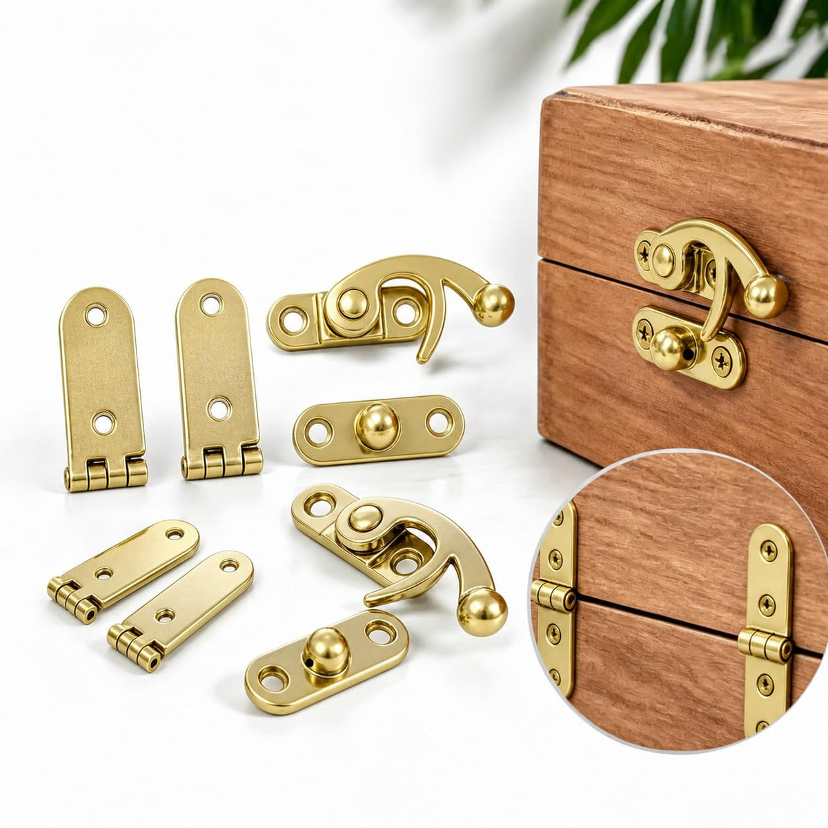 20 Sets Gold Right Latch Hook Hasp & Hinges Kit with Matching Screws (Gold)