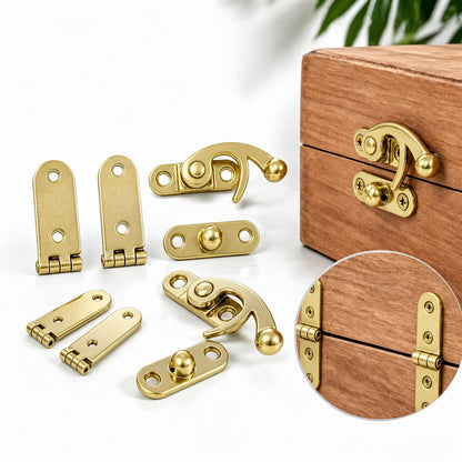 20 Sets Gold Right Latch Hook Hasp & Hinges Kit with Matching Screws (Gold)