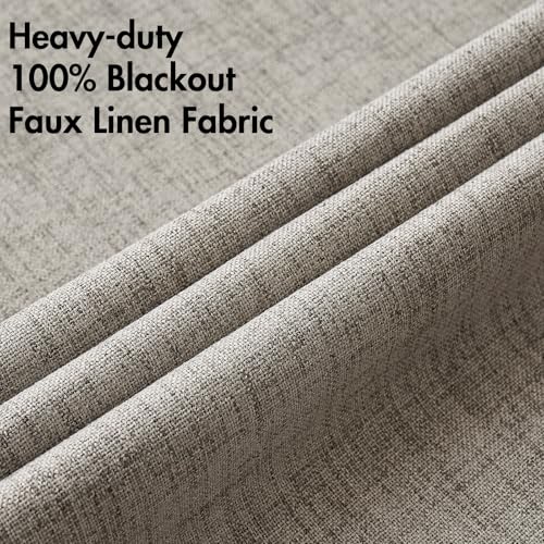 100% Blackout Linen Curtains for Bedroom 52x90 Inches Greige (Greige / 52"W x 90"L (Pack of 2))