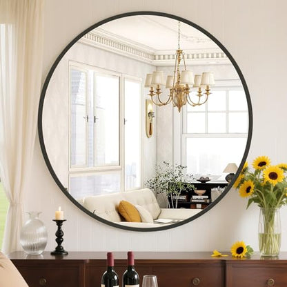 30 Inch Round Wall Mirror (Classical Black / 30.1"L x 30"W / Round)