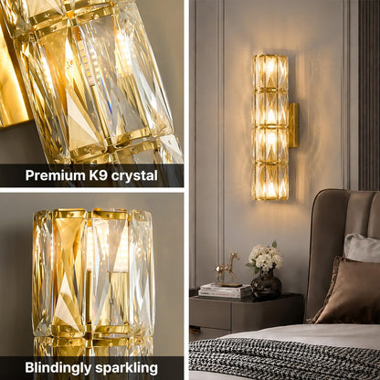 Gold Crystal Wall Sconces Mid (Gold Cylindrical)