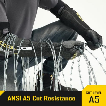 A5 Cut Resistant Touchscreen Work Gloves and Adjustable Arm Sleeves