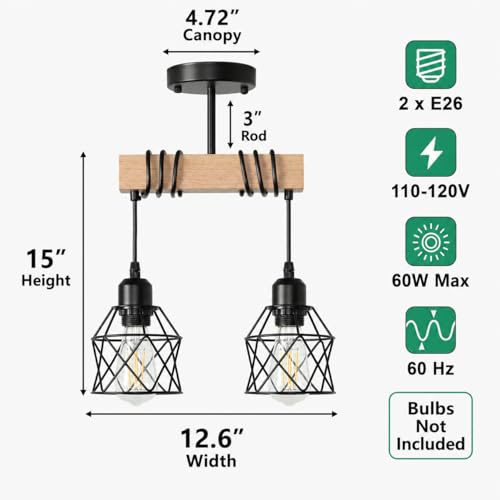 Farmhouse Semi Flush Mount Ceiling Light