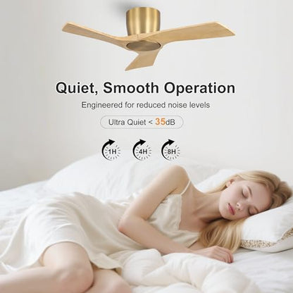 36 Inch Ceiling Fan without Light (Gold/Light Oak / 36")