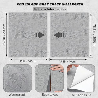 Concrete Wallpaper Peel and Stick Grey Wallpaper