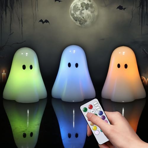Halloween Ghost Candles Battery Operated with Timer Flameless Flickering
