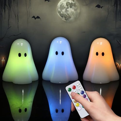 Halloween Ghost Candles Battery Operated with Timer Flameless Flickering