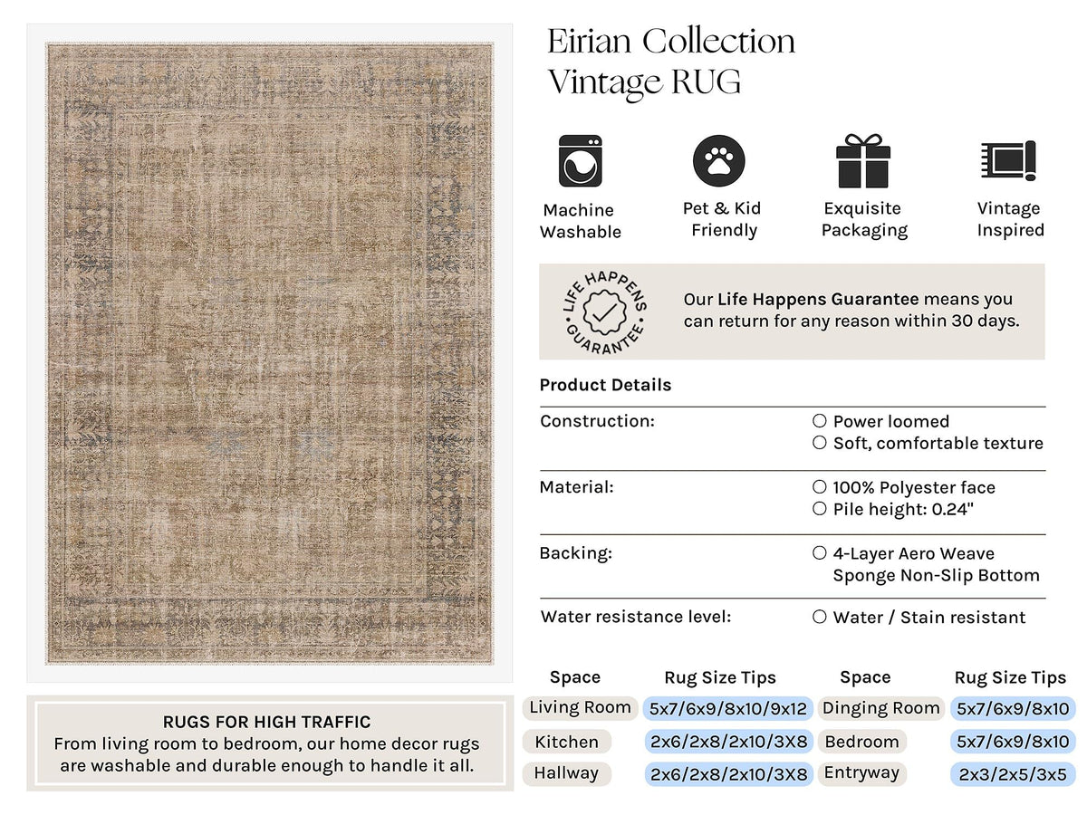 Brown 2x4 Neutral Area Rugs for Entryway Door Mat (Vintage Brownⅱ / 2' x 4' (Rectangular))