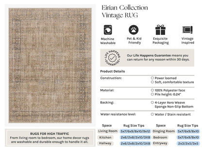 Brown 2x4 Neutral Area Rugs for Entryway Door Mat (Vintage Brownⅱ / 2' x 4' (Rectangular))