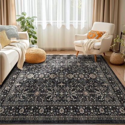Washable Area Rug 6×9 for Living Room (Dark Gray / 6' x 9' (Rectangular))