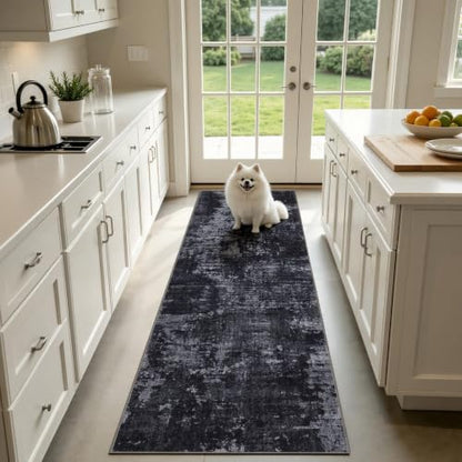 2x10 Runner Rug (Black & Grey / 2' x 10' (Rectangular))