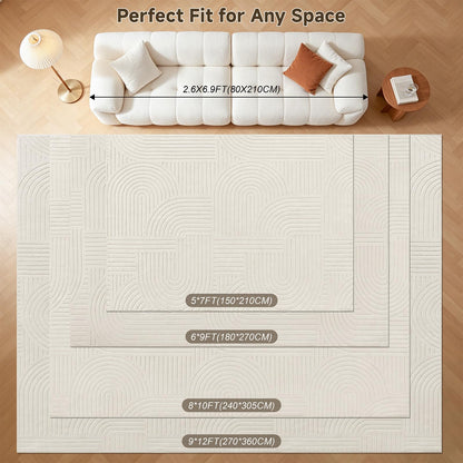 9x12 Area Rugs for Living Room (9' x 12' (Rectangular) / Cream)