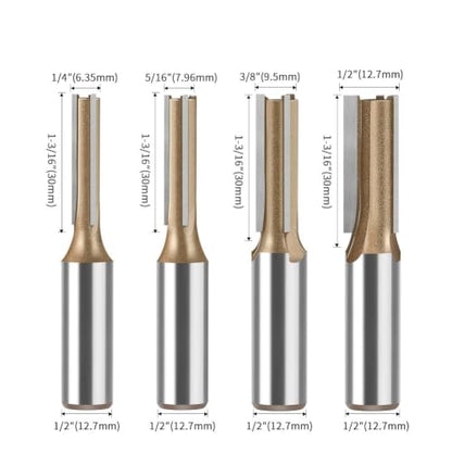 3 Flute Straight Router Bit Set C3 Carbide 1