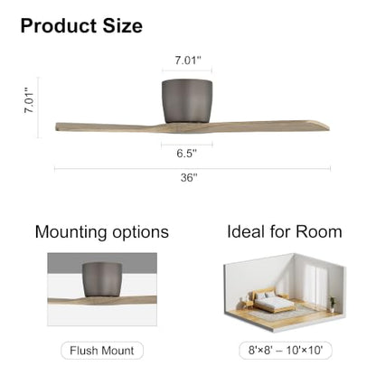Flush Mount Ceiling Fan without Light 36"