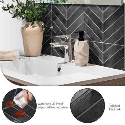 10 Sheets Thicker Herringbone Peel and Stick Backsplash
