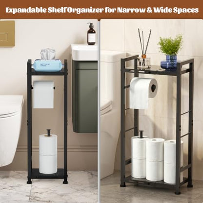 Toilet Paper Holder Stand with Shelf