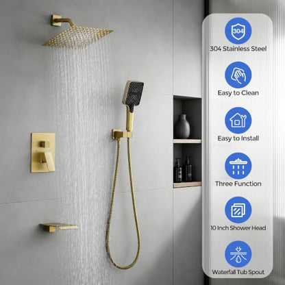 Wall Mount 3 Function Tub Shower Faucet Set