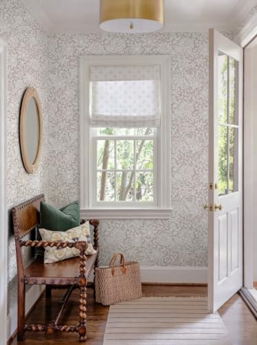 Floral Peel and Stick Wallpaper Beige William Morris Contact Paper (Beige / 17.3" x 196")