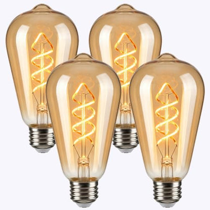 4 Pack 6W ST64 LED Edison Bulbs 60 Watt Equivalent