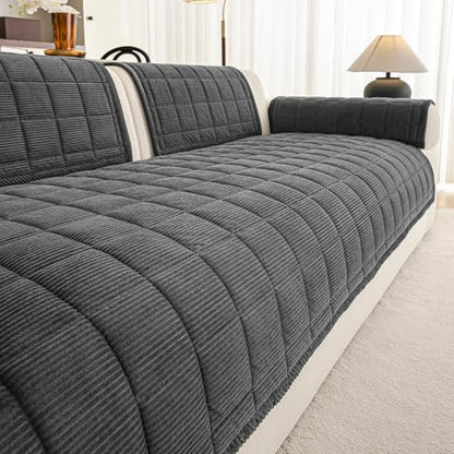 Couch Covers for Sectional Sofa (Dark Grey / 1PC/35"X63")