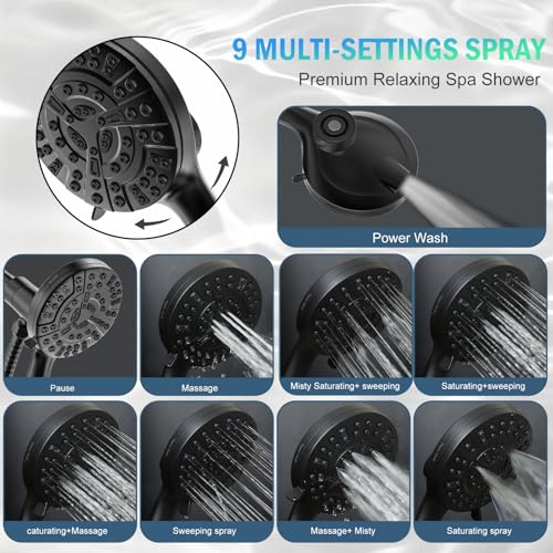 9 Settings High Pressure Magnetic Shower Head with Handheld