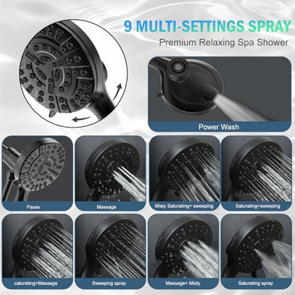 9 Settings High Pressure Magnetic Shower Head with Handheld