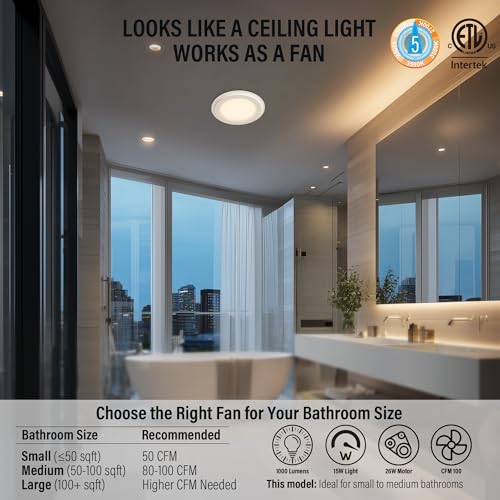 100CFM Round Bathroom Ventilation Fan