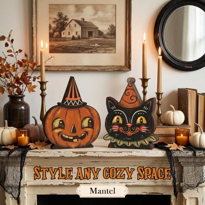5PCS Wooden Halloween Decor Small Halloween