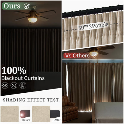 Blackout Pinch Pleated Warm Beige 84 Inch Long Bedroom Curtain 2 Panels (Warmbeige / 50"W x 84"L (Pack of 2))