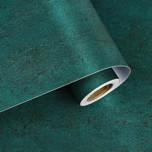 Dark Green Limewash Wallpaper Peel and Stick Teal Concrete Wallpaper Green Cement Textured Basement Concrete Contact Paper Waterproof