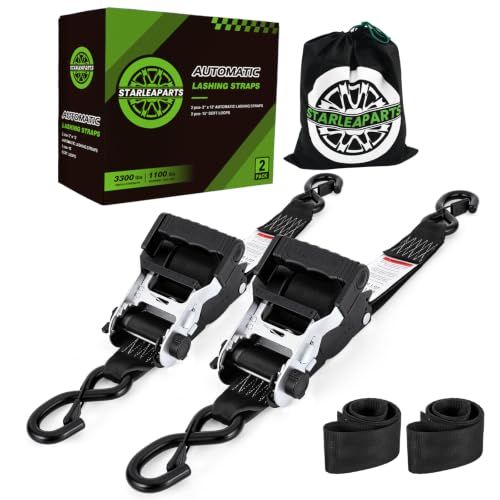 2" x12' Retractable Ratchet Straps 2 Pack 3300LBS