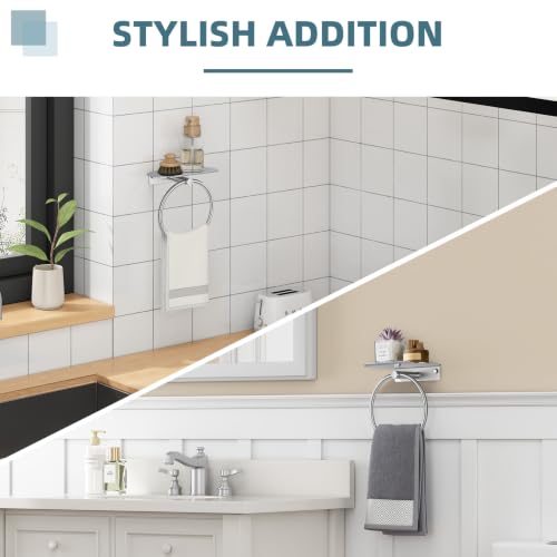 Swivel Towel Ring with Shelf Matte Black