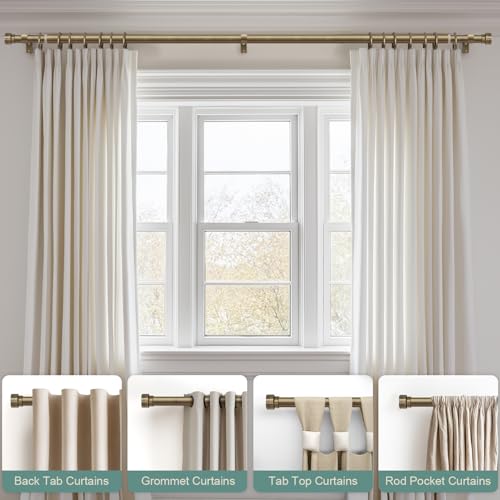 Antique Bronze Curtain Rods for Windows 28 to 48 with Adjustable Brackets Heavy Duty 1" Diameter Window Treatment Rod with Solid Metal Finials for Outdoor Bedroom Kitchen Living Room (Antique Bronze / 16"-60"|1 Pack)