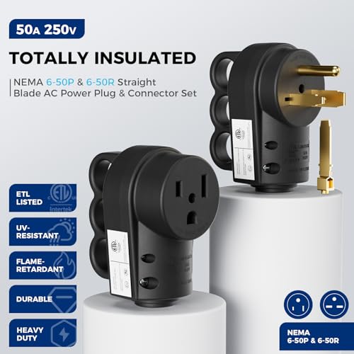 2-in-1 NEMA 6-50P/6-30P Welder Plug, 30A/50A 250V 3-Prong Male Replacement Plug, Heavy Duty Rewirable 220V Plug for Welder/Generator, Industrial Grade,2 Pole 3 Wire, ETL Listed