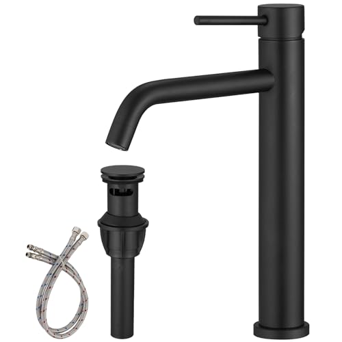 Waterfall Bathroom Faucet Single Handle Lavatory with Pop Up Drain