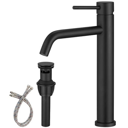 Waterfall Bathroom Faucet Single Handle Lavatory with Pop Up Drain