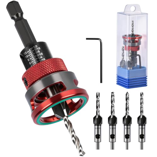 Countersink Drill Bit Set with Low Friction Depth Stop