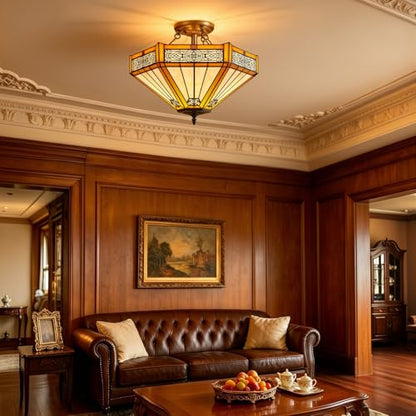 Tiffany Style Semi Flush Mount Ceiling Light