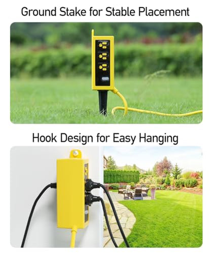 Outdoor Power Strip Weatherproof (Yellow / 25FT)