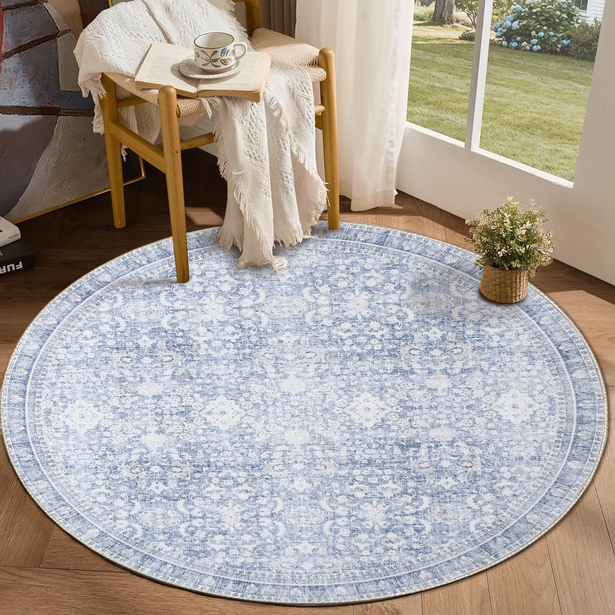 Round Rug 4ft (Light Blue / 4' (Round))