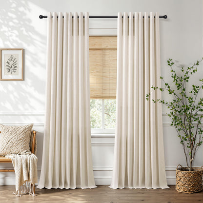 Cream Grommet Linen Curtains 86 Inches Long for Living Room (Linen / 52"W x 86"L (Pack of 2))