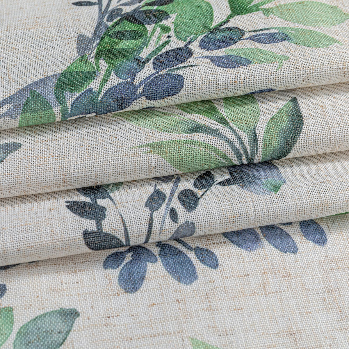 Floral Linen Curtains 90 inch Long 2 Panels Set Leaf Patterned Semi Sheer Light Filtering Privacy Farmhouse Grommet Drapes for Living Room Bedroom (B-green / 52"W x 90"L (Pack of 2))