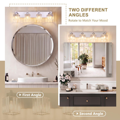 Modern Bathroom Vanity Light (Chrome & Square / 4-Light)