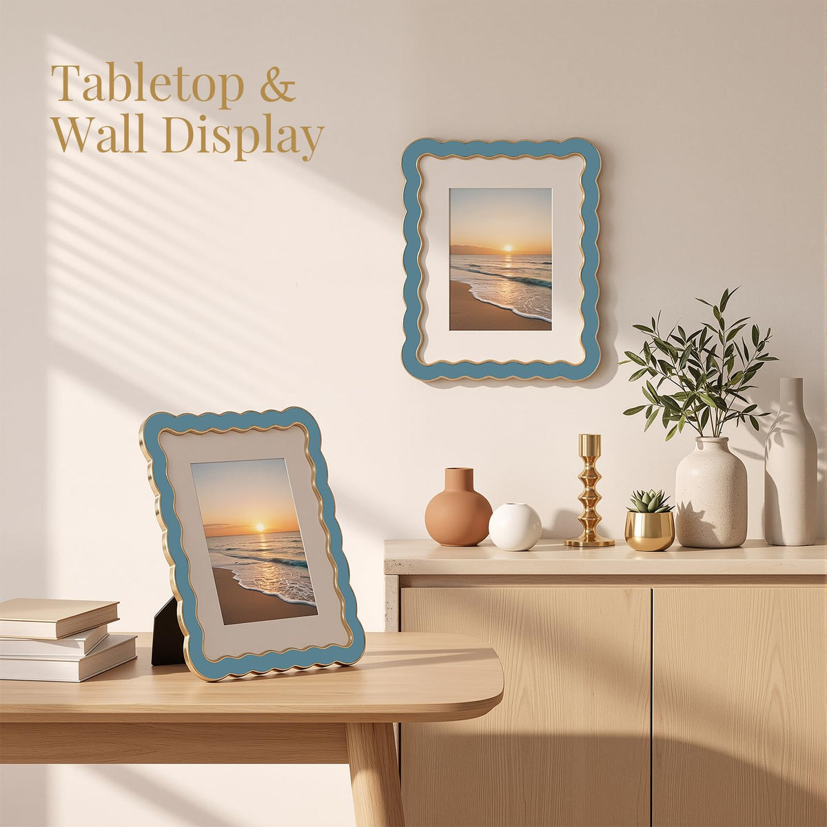 8x10 Scalloped Wavy Metal Picture Frame (Still Water Blue / 8x10)