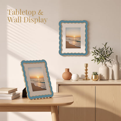 8x10 Scalloped Wavy Metal Picture Frame (Still Water Blue / 8x10)