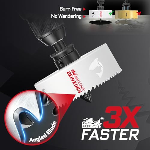 4-1/2 Inch(114mm) Hole Saw, 1PC HSS Bi-Metal Hole Saw Kit with Shark Tooth Hole Cutter for Wood,Drywall, PVC Boards and Thin Metal (1 PCS 4-1/2")